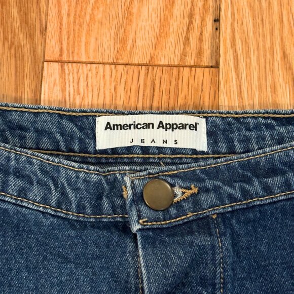 American Apparel | Button Down A-Line Denim Mini Skirt | Dark Wash - Picture 6 of 10